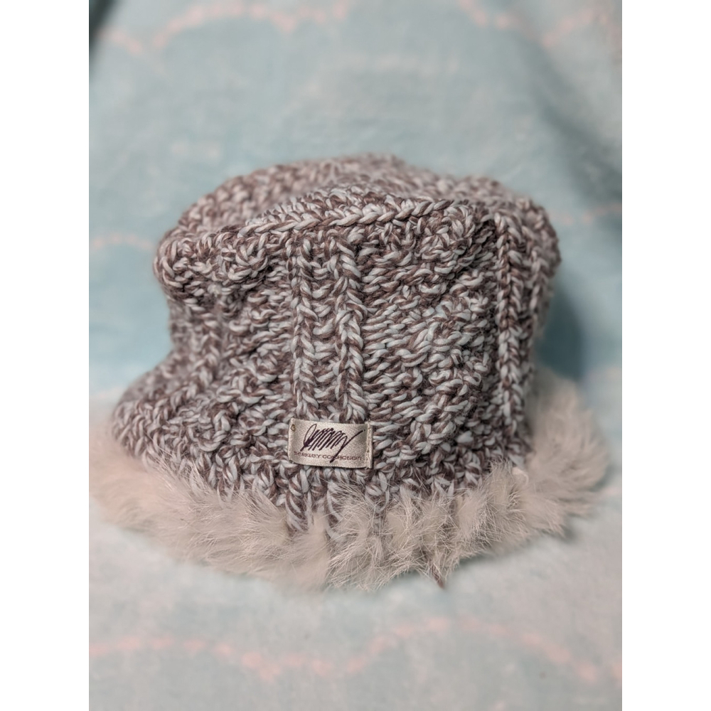 Vintage Merkley Headgear Faux Fur wool Knit Ski Winter Hat Beanie Cap Cottage EC